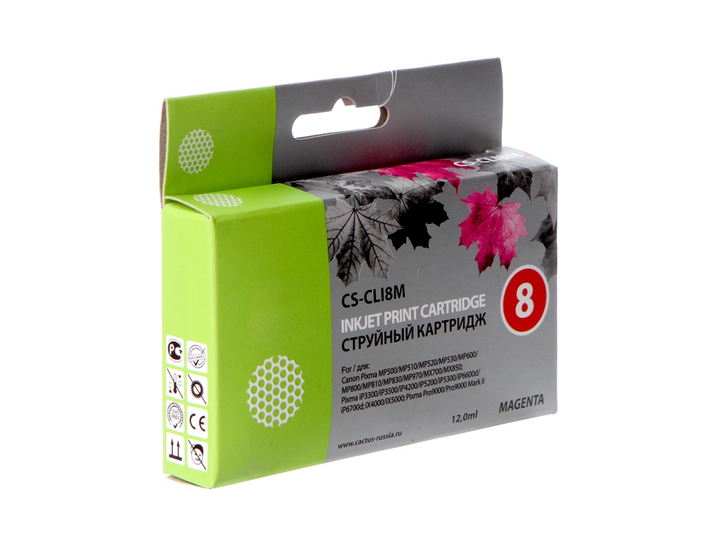 

Картридж Cactus 8 CS-CLI8M Magenta для Canon MP470/MP500/MP530/MP600/MP800/MP810/MP830/MP970, CS-CLI8M