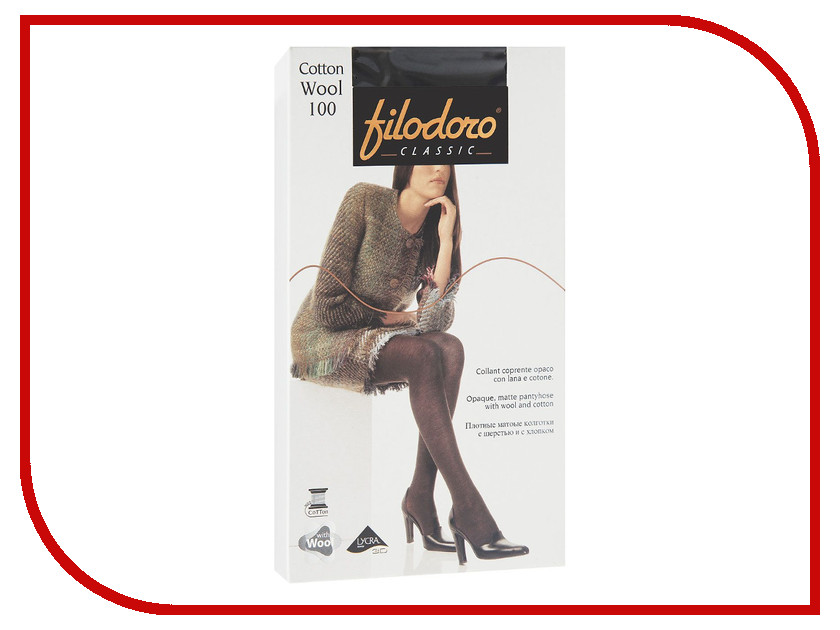 

Колготки Filodoro Cotton Wool размер 4 плотность 100 Den Nero