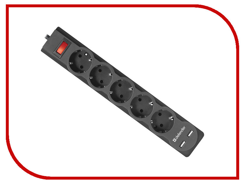 фото Сетевой фильтр Defender DFS 755 2xUSB 5 Sockets 5.0m 99755