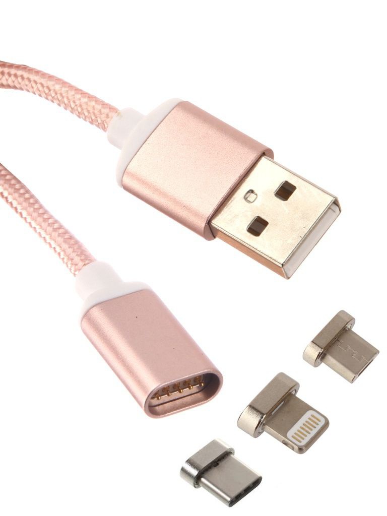 фото Аксессуар Red Line Magnetic USB - USB Type-C/Lightning 8 pin/microUSB Pink УТ000012864