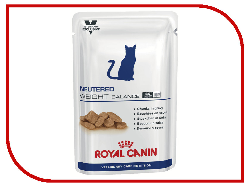 

Корм ROYAL CANIN VCN Neutered Weight Balance Кусочки в соусе 100g для кастрированных котов и кошек сконные к полноте 772101/772001