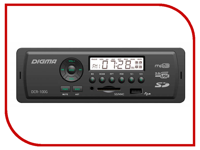 фото Автомагнитола Digma DCR-100G