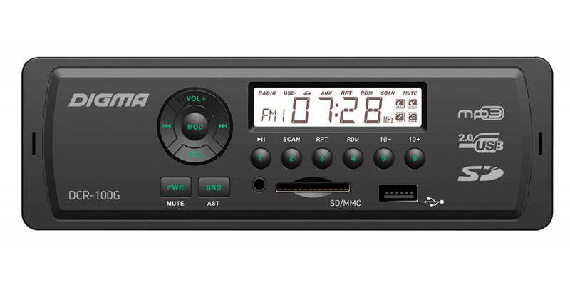 

Автомагнитола Digma DCR-100G, DCR-100G