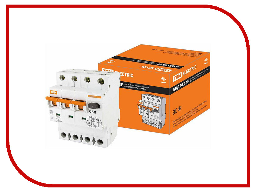 

Дифференциальный автомат TDM-Electric АВДТ 63 4P C50 300мА SQ0202-0054