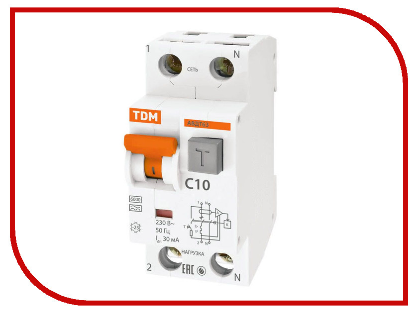 

Дифференциальный автомат TDM-Electric АВДТ 63 C10 30мА SQ0202-0001