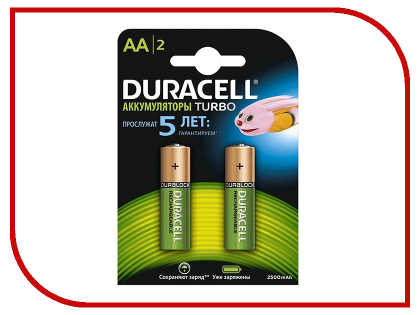 фото Аккумулятор AA - Duracell HR6 2500 mAh BL2 (2 штуки)