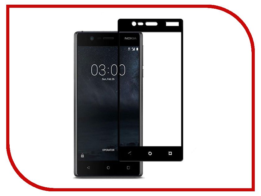 

Аксессуар Защитное стекло Nokia 3 BoraSCO Full Cover Black