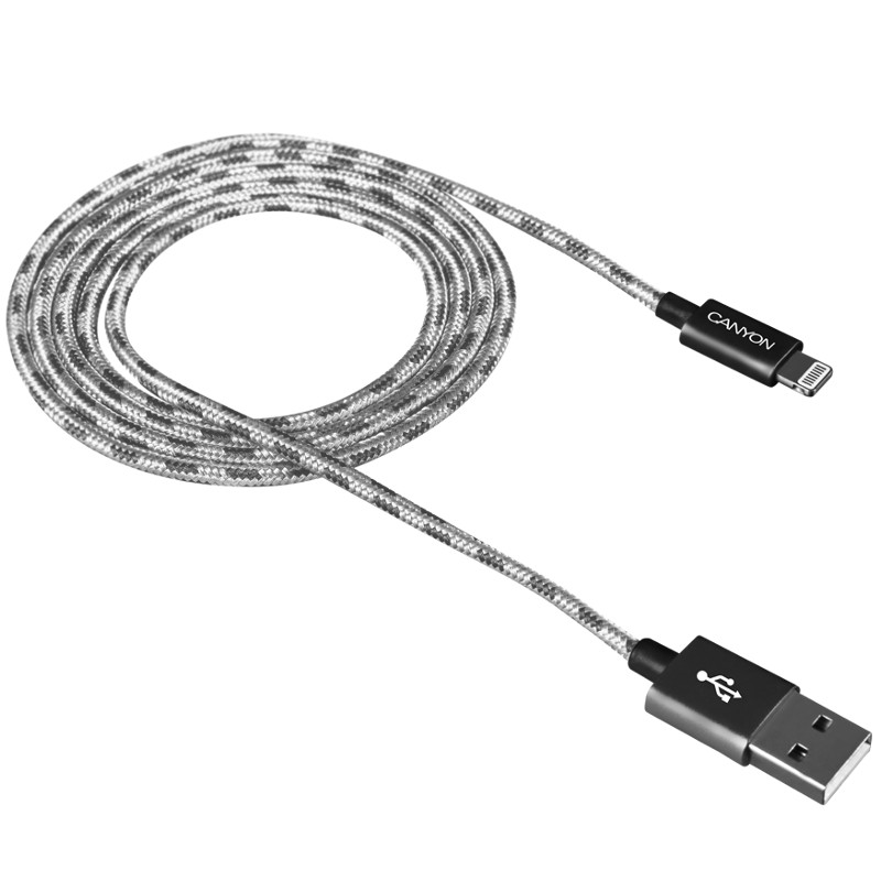 фото Аксессуар canyon usb - lightning 1m dark gray cne-cfi3dg