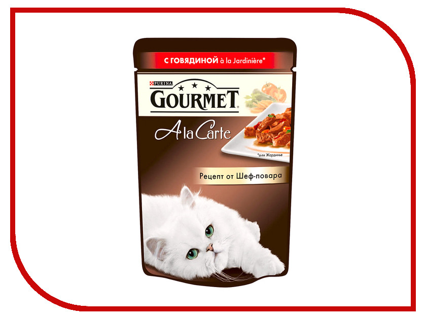 

Корм Gourmet A la Carte Говядина с Морковью Томатом и Цукини а-ля Жардинье 85g для кошек 56583
