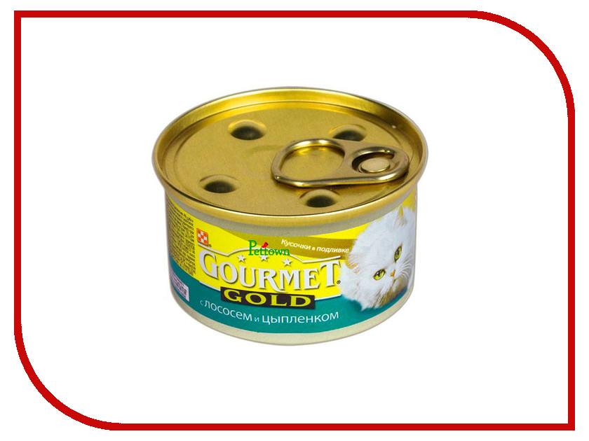 

Корм Gourmet Gold Лосось Цыплёнок кусочки в подливке 85g для кошек 19245