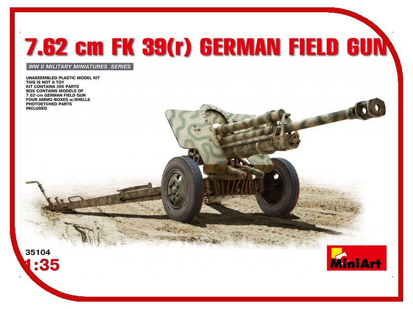 

Сборная модель MiniArt Немецкая Полевая Пушка 7.62см 35104М