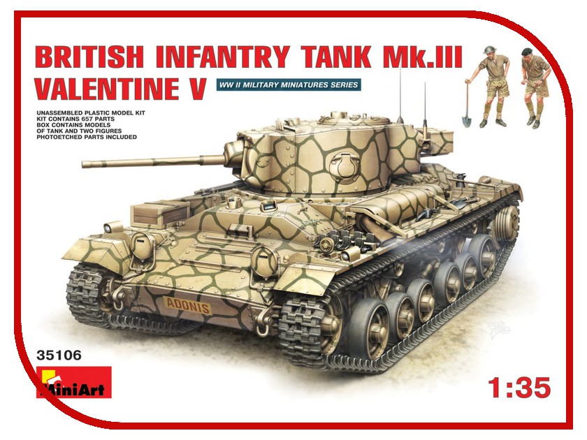

Сборная модель MiniArt Британский пехотный танк Мк3 Валентайн Мк5 35106М