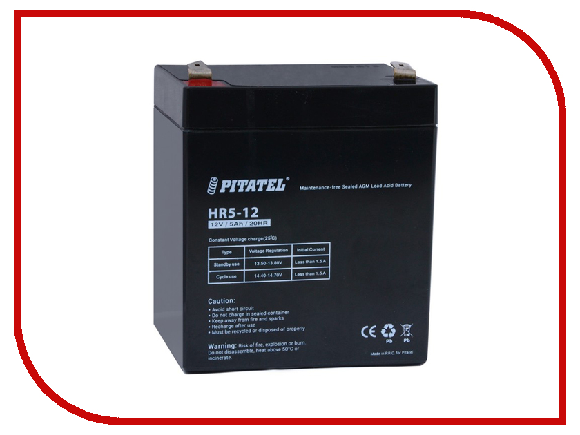 

Аккумулятор для ИБП Pitatel HR5-12 12V 5Ah