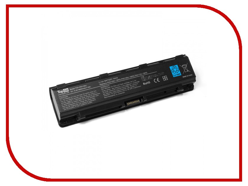фото Аккумулятор TopON TOP-PA5109U-1BRS 10.8V 6600mAh для Toshiba C40/C45/C50 / Satellite C50T/C70/Pro C70/C75 Series