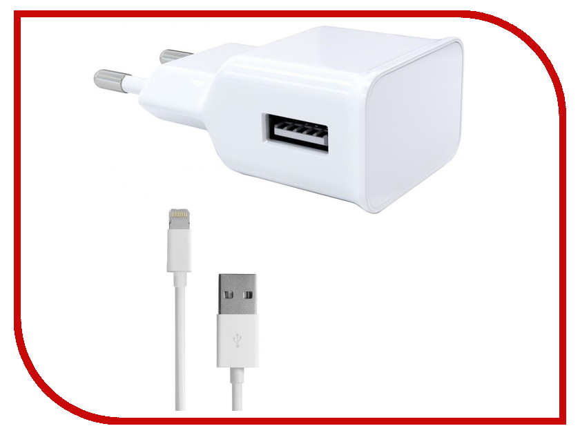 фото Зарядное устройство Red Line NT-1A 1xUSB 1A + кабель 8pin для Apple White