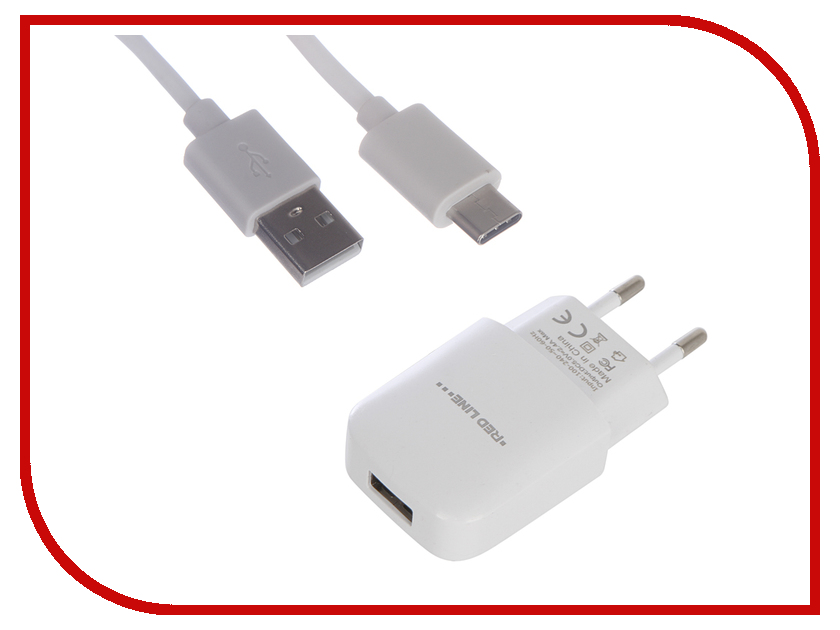 фото Зарядное устройство Red Line NTC-2.4A 1xUSB 2.4A + кабель Type-C White