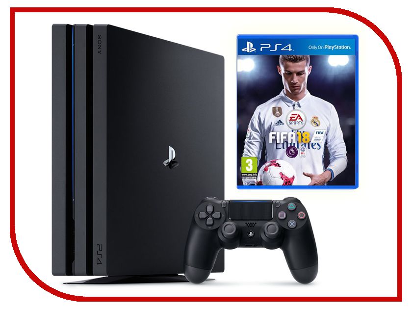 фото Игровая приставка Sony PlayStation 4 Pro 1Tb Black + FIFA 18 + PlayStation Plus 14 дней
