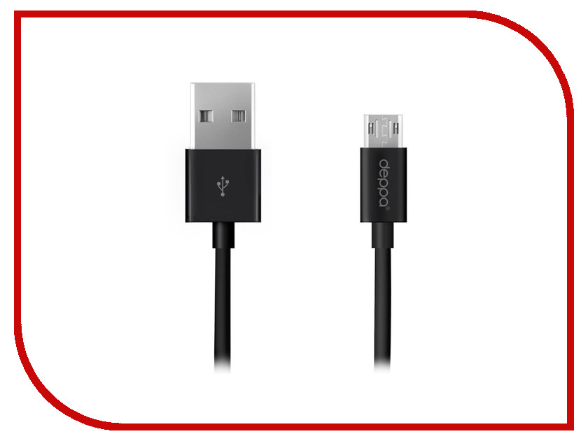 фото Аксессуар Deppa USB - microUSB 2m Black DEP-72213