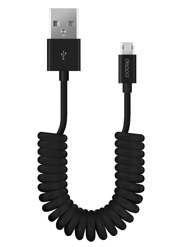 фото Аксессуар deppa usb - microusb 2m curly black dep-72228