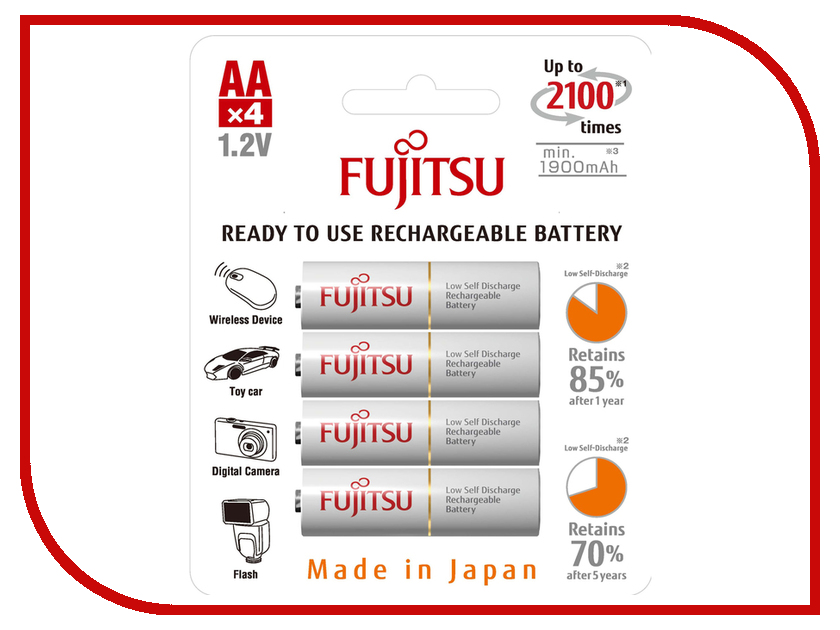 

Аккумулятор AA - Fujitsu HR-3UTCEU (4B) 1900 mAh (4 штуки)