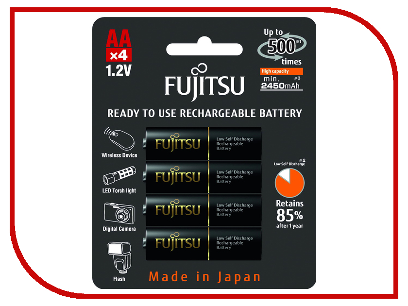 фото Аккумулятор AA - Fujitsu HR-3UTHCEU (4B) 2450 mAh (4 штуки)