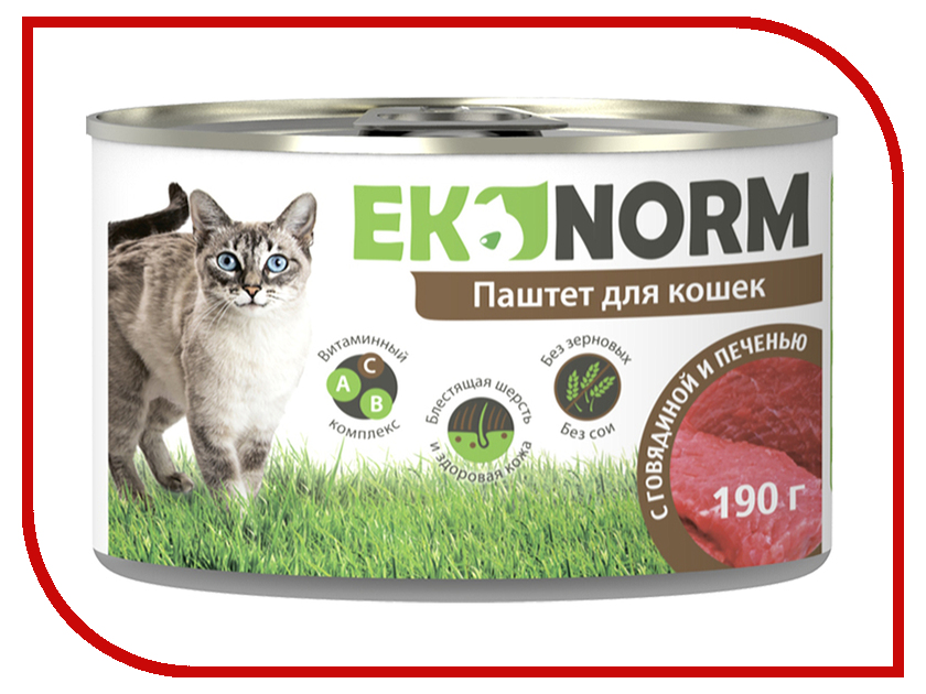 

Корм Ekonorm Паштет Говядина с Печенью 190g для кошек