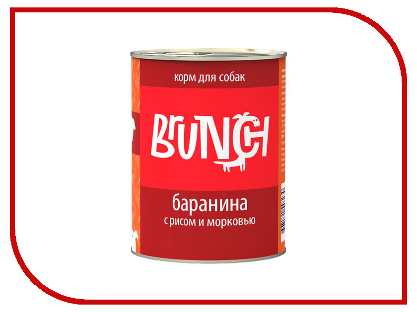 

Корм Brunch Баранина с рисом и морковью 340g для собак