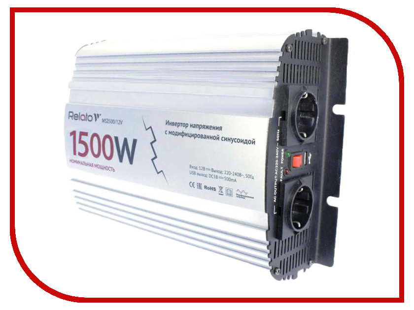 

Автоинвертор Relato MS1500/12V (1500Вт) с 12В на 220В