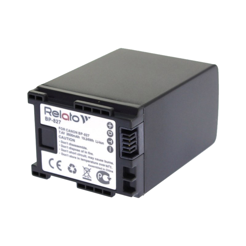 

Аккумулятор Relato BP-827 для Canon HG20/HG21 / LEGRIA HF20/HF21/HF200/HF G10/HF G25/HF S10/HF S100/HF S11/HF S20/HF S200/HF S21/HF S30/HF M306/HF M31/HF M32/HF M36/HF M406/HF M41/HF M46, BP-827
