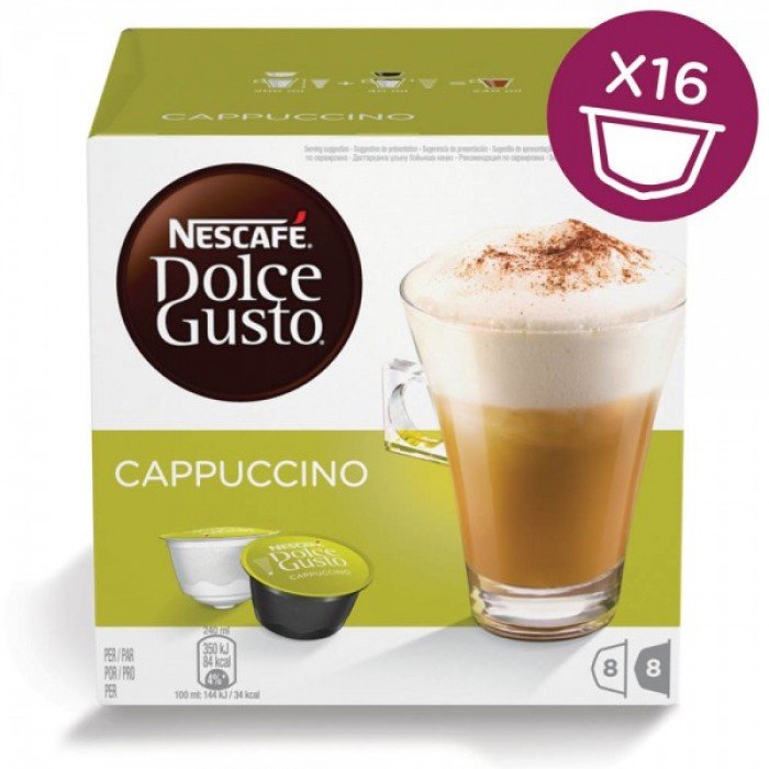 Капсулы для кофемашин Nescafe Cappuccino 16шт стандарта Dolce Gusto 12355121