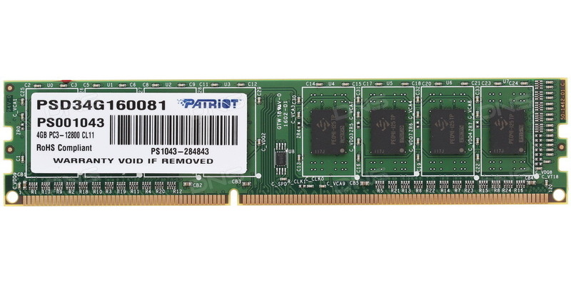 

Модуль памяти Patriot Memory DDR3 DIMM 1600Mhz PC3-12800 CL11 - 4Gb PSD34G160081, PSD34G160081