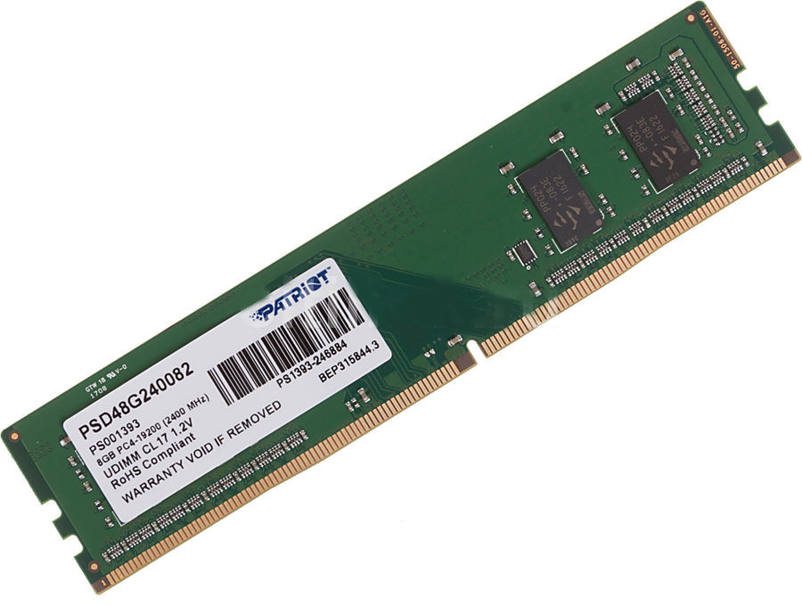 

Модуль памяти Patriot Memory DDR4 DIMM 2400MHz PC4-19200 CL17 - 8Gb PSD48G240082, PSD48G240082