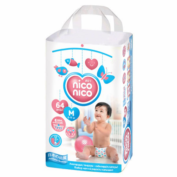 

Подгузники Nico-Nico 6-11кг M Size 64шт