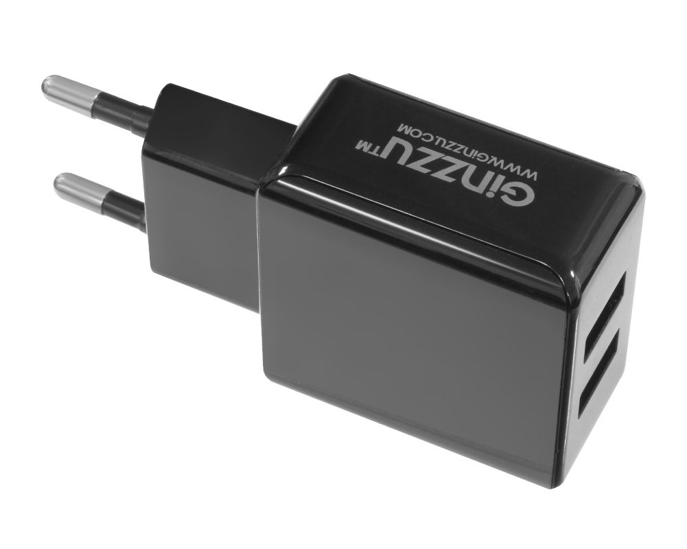 фото Зарядное устройство ginzzu 2xusb 3.1a black + кабель type-c 1.0m ga-3314ub