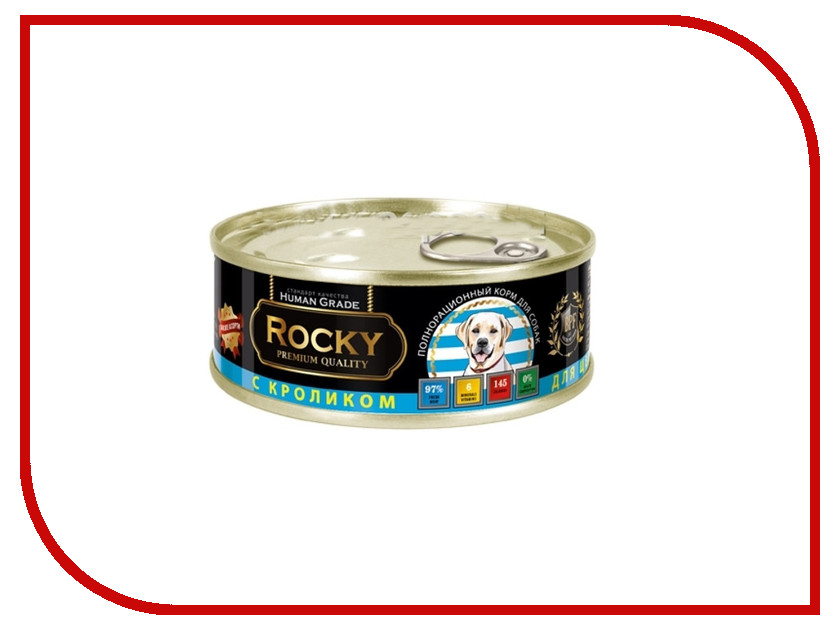

Корм Rocky Мясное ассорти Кролик 100g для щенков 80993