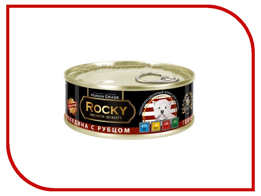 

Корм Rocky Мясное ассорти Говядина/Рубец 100g для собак 81000