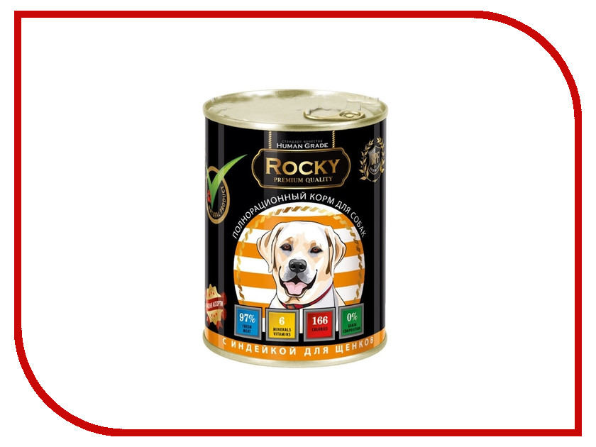 

Корм Rocky Мясное ассорти Индейка 340g для щенков 81009