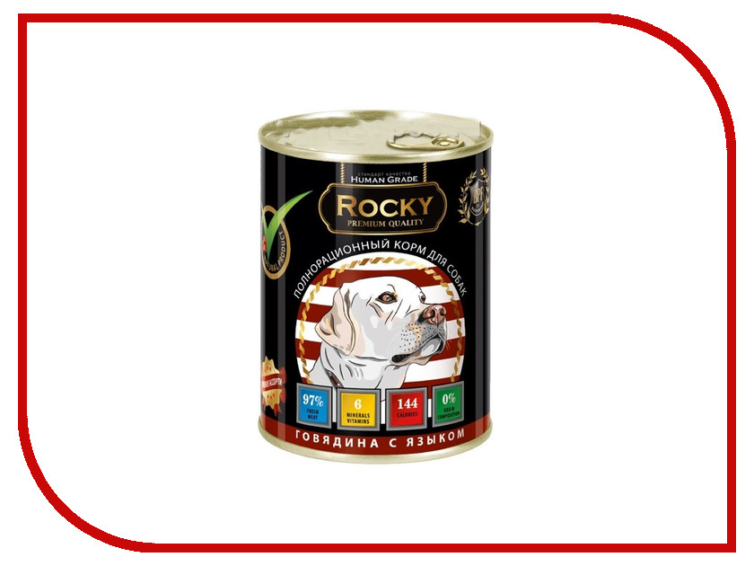 

Корм Rocky Мясное ассорти Говядиной/Язык 340g для собак 81014