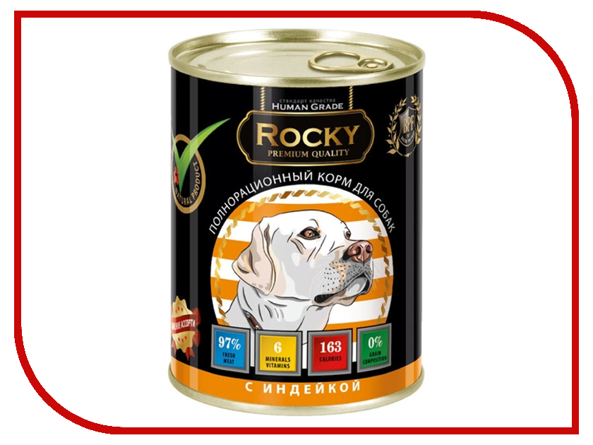 

Корм Rocky Мясное ассорти Индейкой 340g для собак 81015