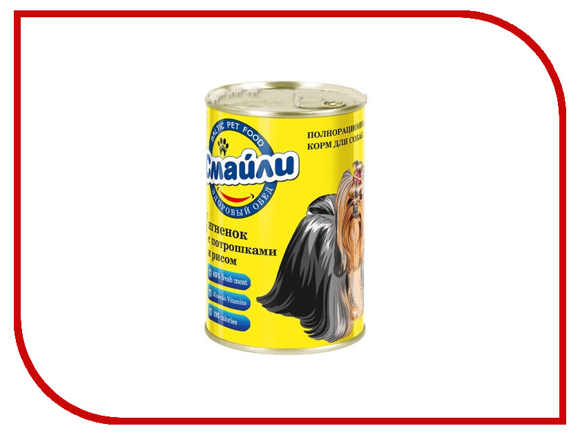 

Корм Смайли Ягненок/Потрошка/Рисом 415g для собак 81068