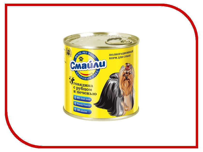 

Корм Смайли Говядина/Рубец/Печень 750g для собак 81070