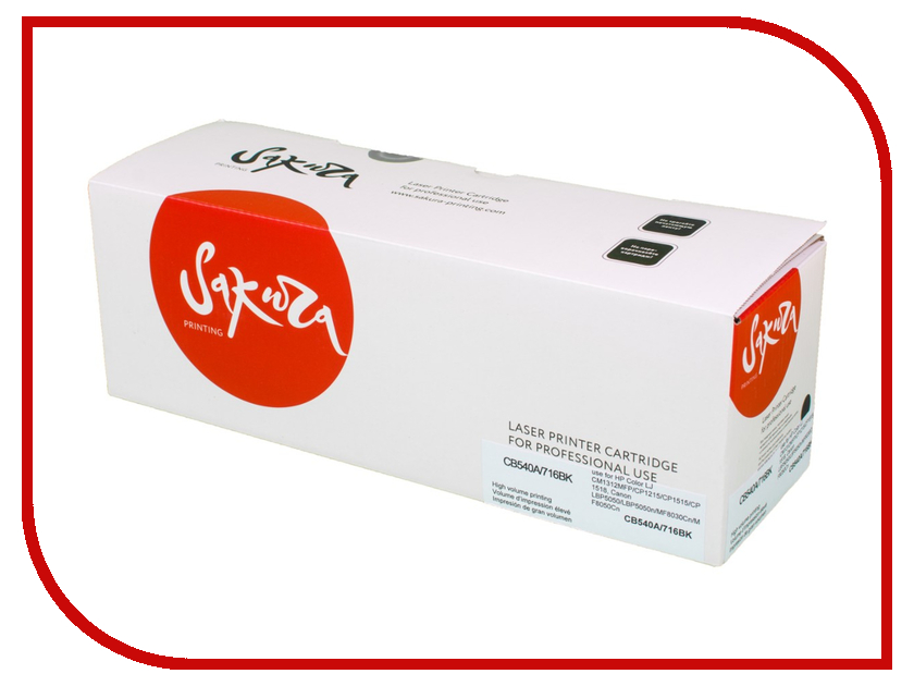 

Картридж Sakura Black для HP Color LJ CM1312MFP/CP1215/CP1515/CP1518/Canon LBP5050/ LBP5050n/MF8030Cn/MF8040Cn/MF8050Cn/MF8080Cw/1980B002 2300к, SACB540A/716Bk