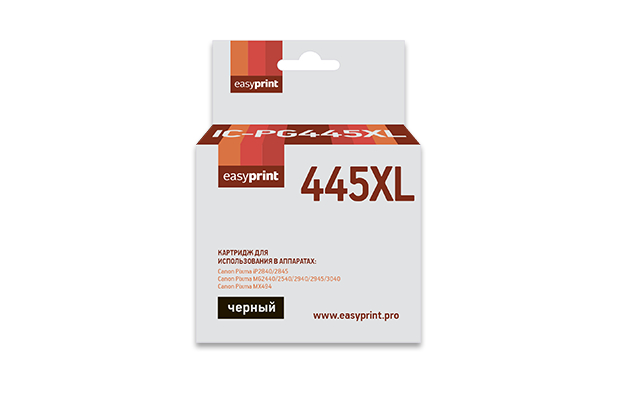 Картридж EasyPrint IC-PG445XL Black для Pixma iP2840/2845MG2440/2540/2940/2945/MX494 картридж для canon pixma ip2840 2845 mg2440 2540 2940 2945 mx494 easyprint