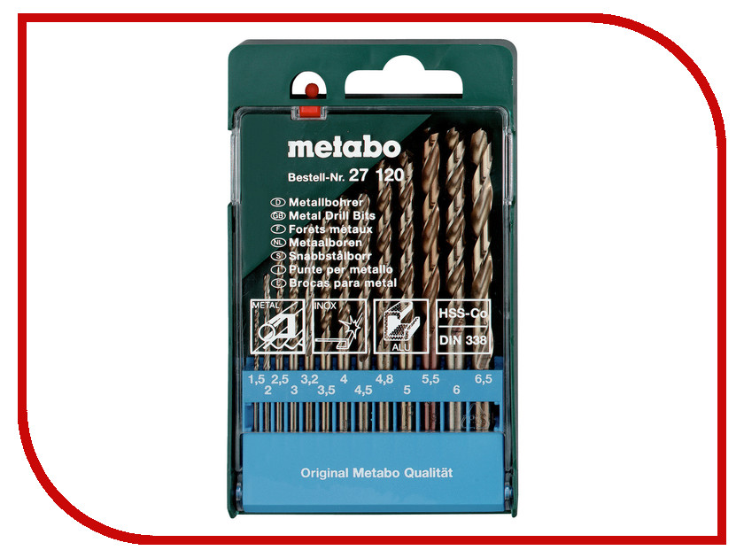 

Сверло Metabo HSS-Co по металлу 1.5-6.5mm 13шт 627120000