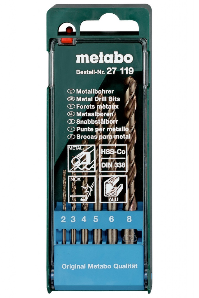Набор сверл Metabo по металлу HSS-Co 2-8mm 6шт 627119000
