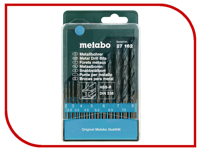 

Сверло Metabo HSS-R по металлу 2-8mm 13шт 627162000