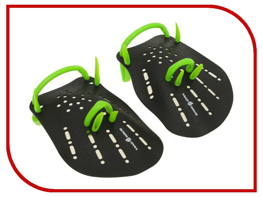 фото Лопатки Mad Wave Hand Paddles Размер M Black/Green M0740 01 2 00W