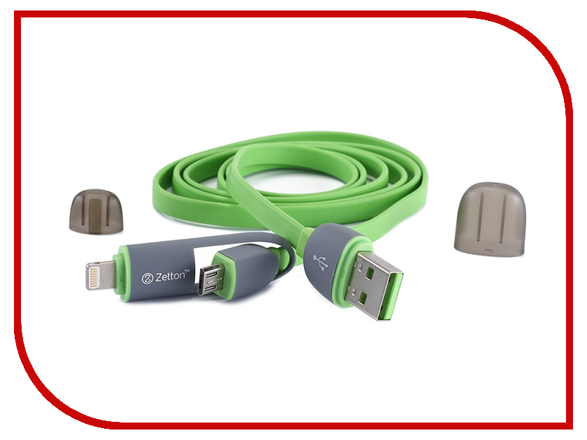 

Аксессуар Zetton Lightning 8 pin to Micro USB Green ZTLSUSB2IN1BG