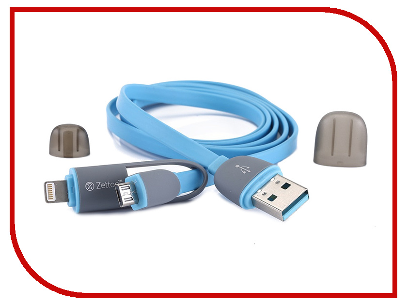 

Аксессуар Zetton Lightning 8 pin to Micro USB USB Blue ZTLSUSB2IN1BB