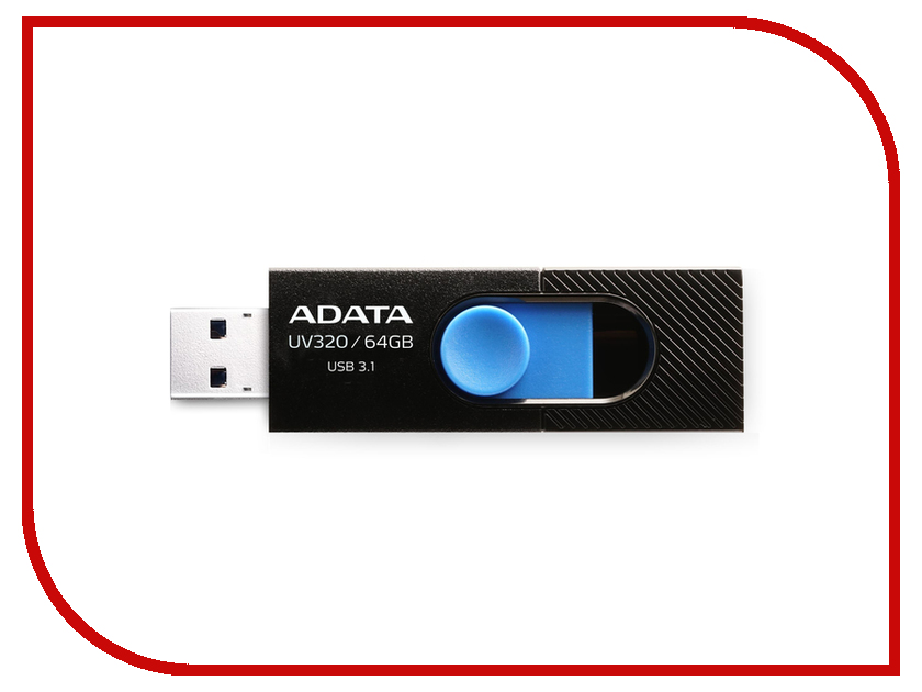

USB Flash Drive 64Gb - A-Data UV320 Black-Blue AUV320-64G-RBKBL